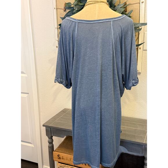 FREE PEOPLE We The Free Blue Oversized Loose Fit Tee T-Shirt size L - Picture 4 of 8